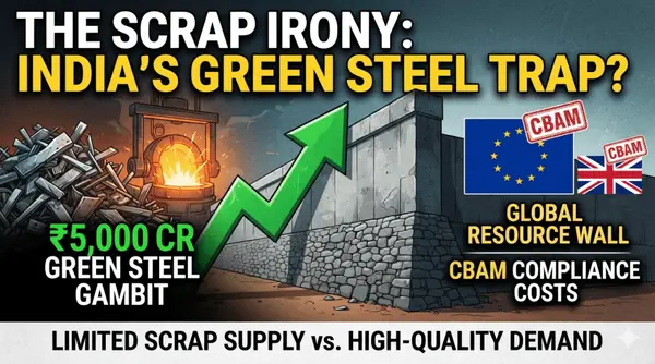 The Scrap Irony: Why India’s ₹5,000 Crore Green Steel Gambit Faces a Global Resource Wall - Featured Cover Image